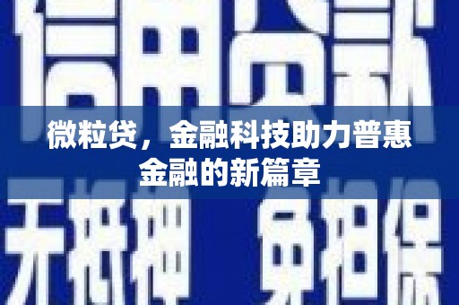 竹南微粒贷，金融科技助力普惠金融的新篇章