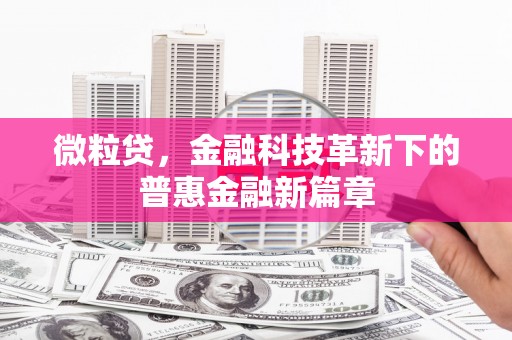 竹南微粒贷，金融科技革新下的普惠金融新篇章