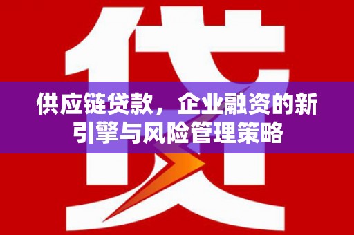 竹南供应链贷款，企业融资的新引擎与风险管理策略