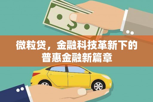 竹南微粒贷，金融科技革新下的普惠金融新篇章