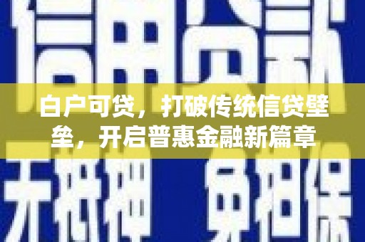 竹南白户可贷，打破传统信贷壁垒，开启普惠金融新篇章
